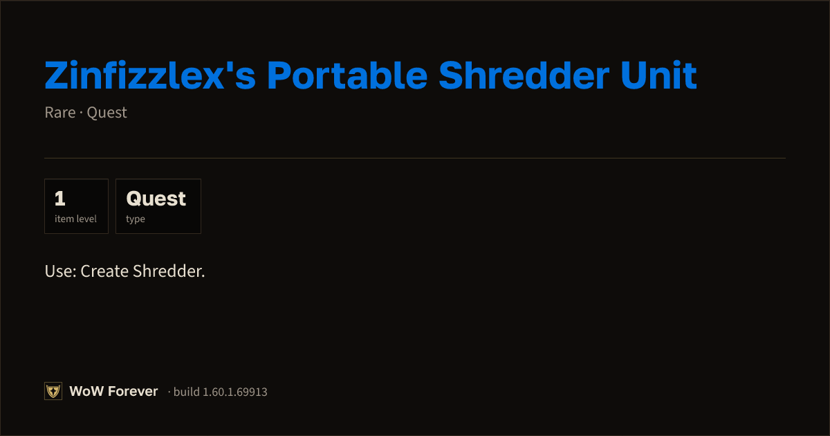The preview card for Zinfizzlex's Portable Shredder Unit (ID 17410)