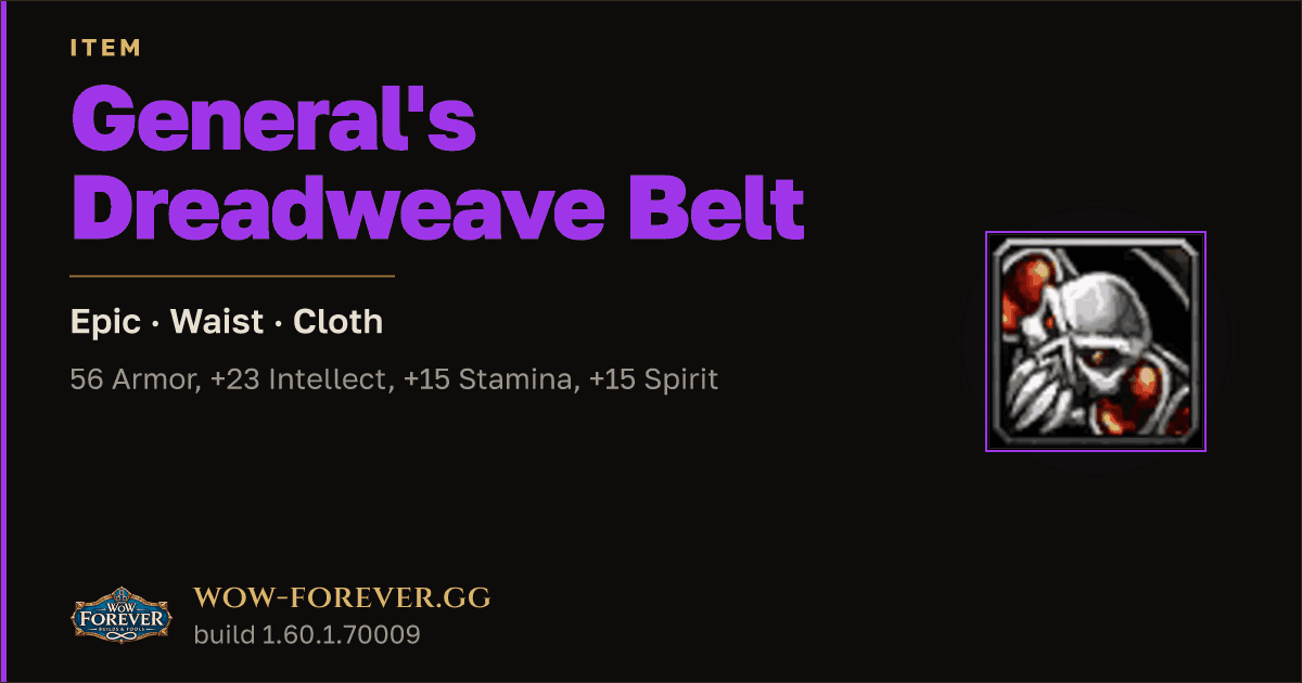 The preview card for General's Dreadweave Belt - Epic Cloth Waist