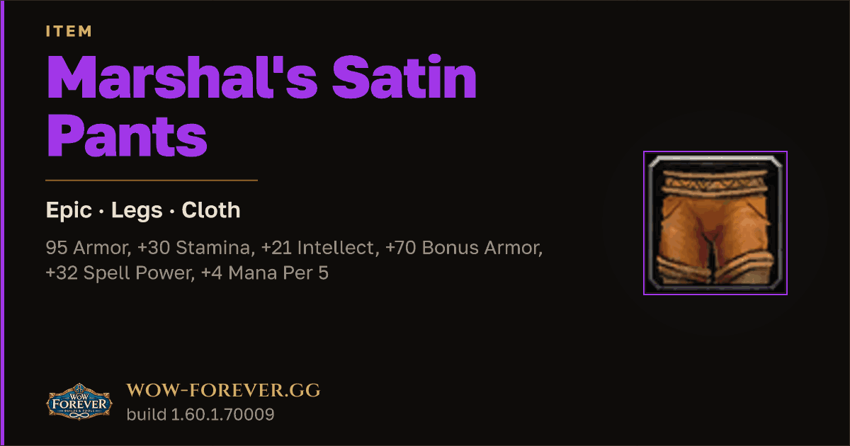 The preview card for Marshal's Satin Pants - Epic Cloth Legs