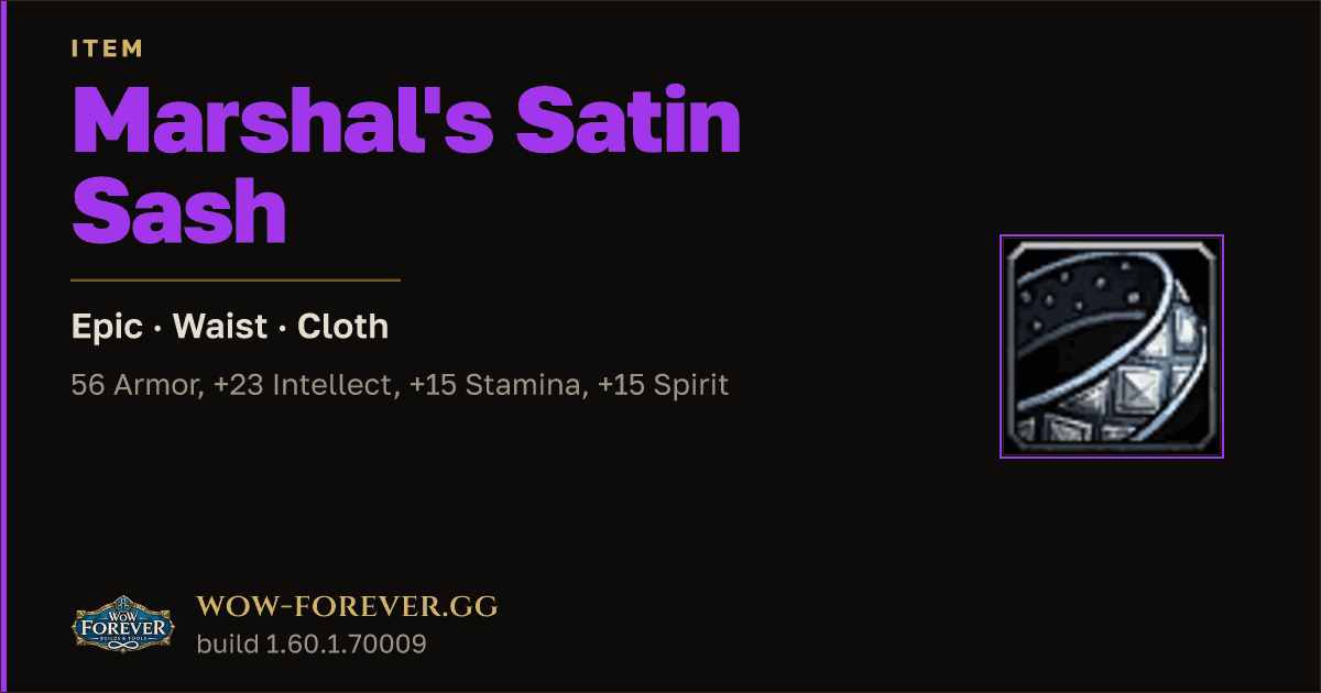 The preview card for Marshal's Satin Sash - Epic Cloth Waist