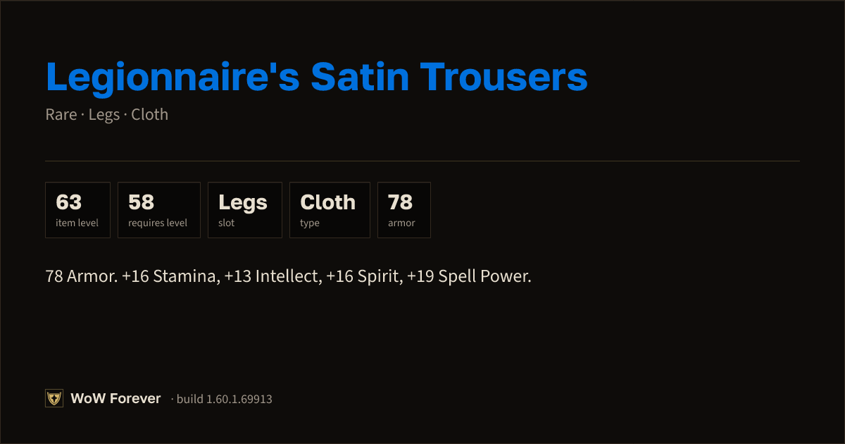 The preview card for Legionnaire's Satin Trousers - Rare Cloth Legs