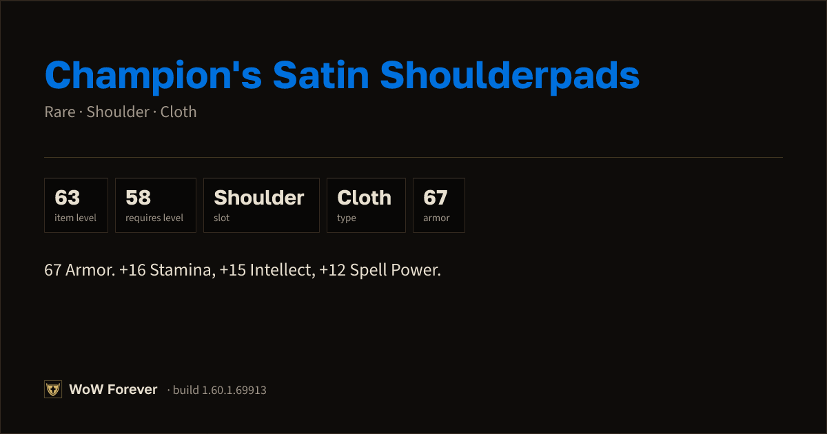The preview card for Champion's Satin Shoulderpads - Rare Cloth Shoulder