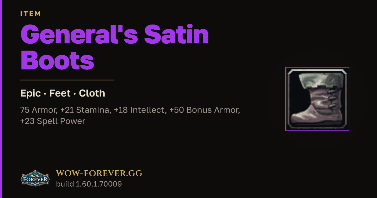 The preview card for General's Satin Boots - Epic Cloth Feet