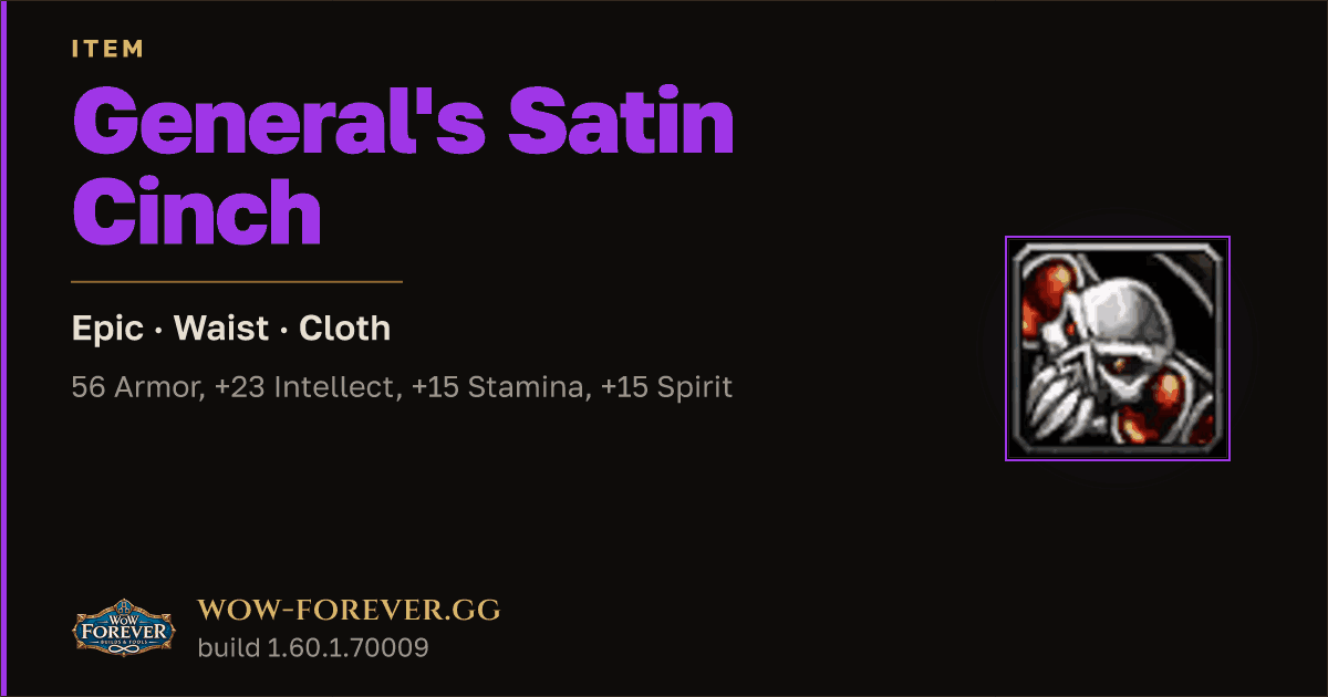 The preview card for General's Satin Cinch - Epic Cloth Waist
