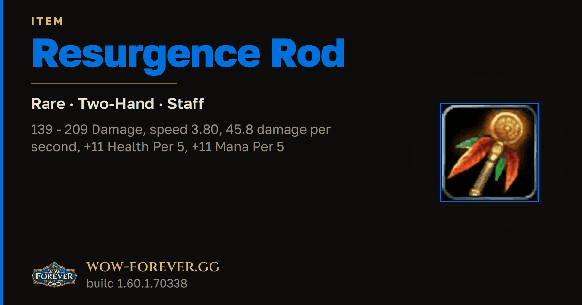 The preview card for Resurgence Rod