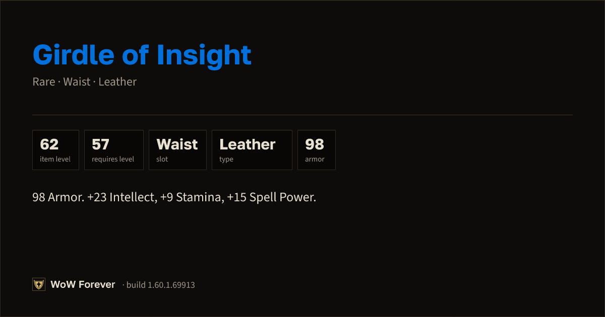 The preview card for Girdle of Insight - Rare Leather Waist