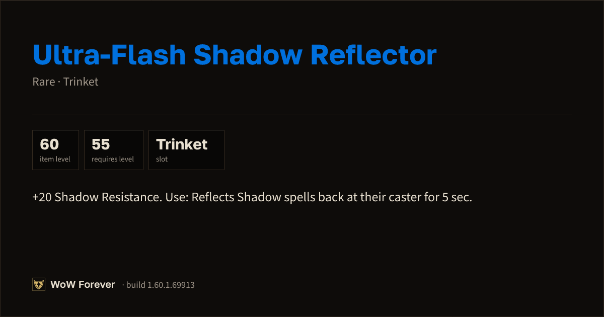 The preview card for Ultra-Flash Shadow Reflector - Rare Trinket