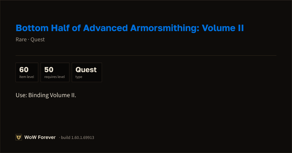 The preview card for Bottom Half of Advanced Armorsmithing: Volume II