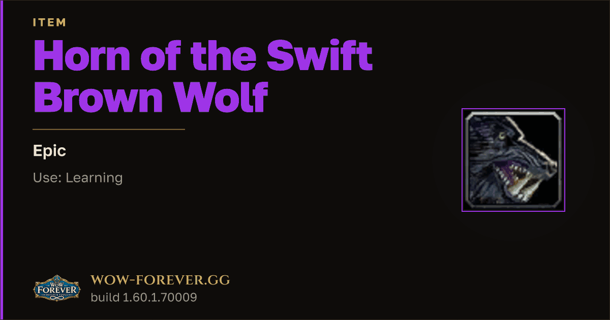 The preview card for Horn of the Swift Brown Wolf - Epic Item