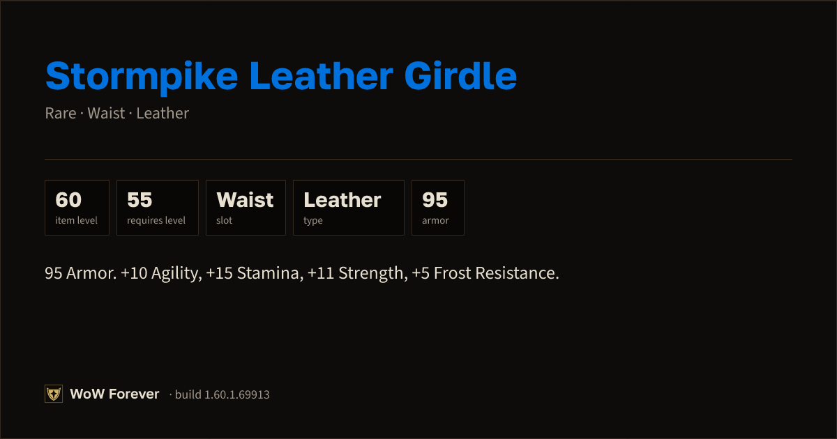 The preview card for Stormpike Leather Girdle - Rare Leather Waist