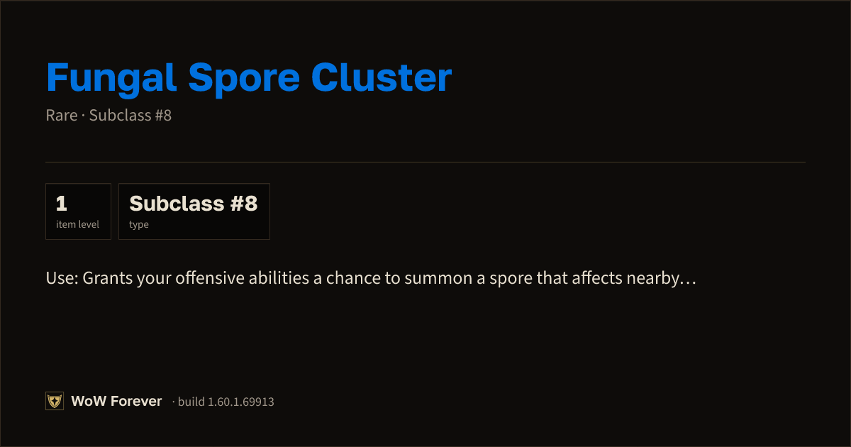 The preview card for Fungal Spore Cluster - Rare Consumable