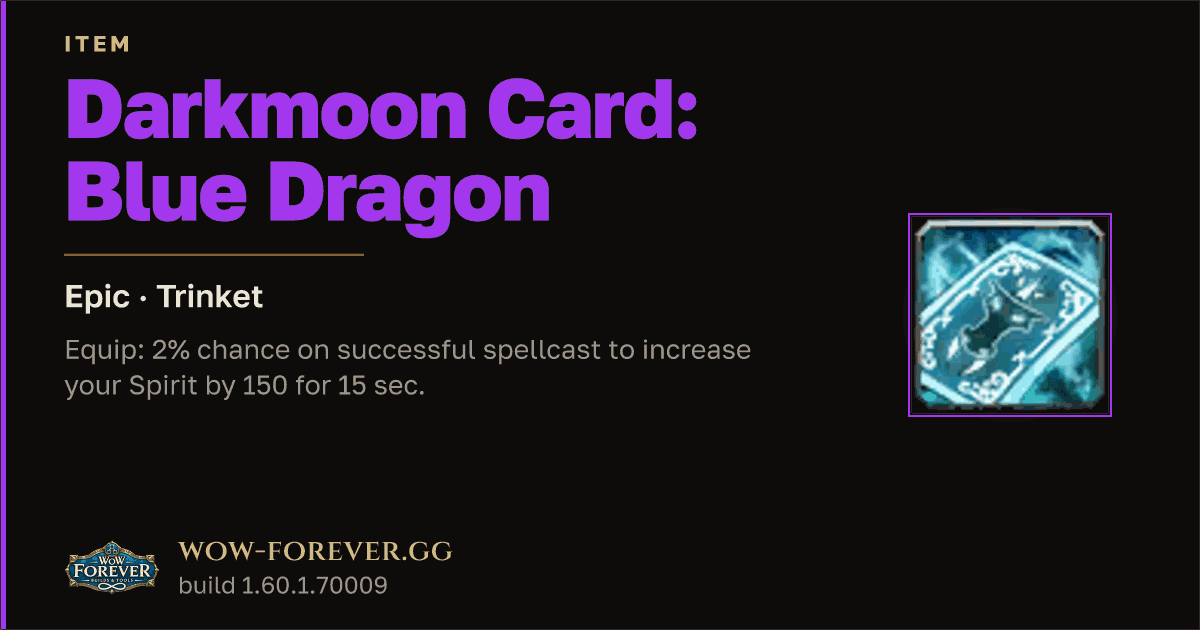 The preview card for Darkmoon Card: Blue Dragon - Epic Trinket