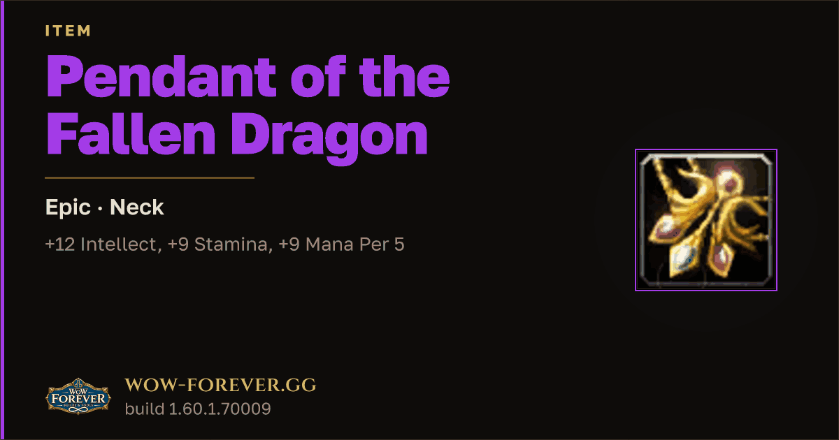 The preview card for Pendant of the Fallen Dragon - Epic Necklace