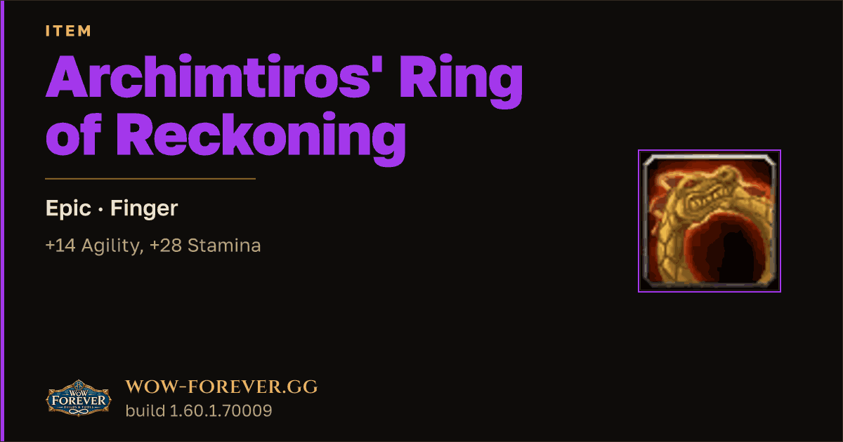 The preview card for Archimtiros' Ring of Reckoning - Epic Ring