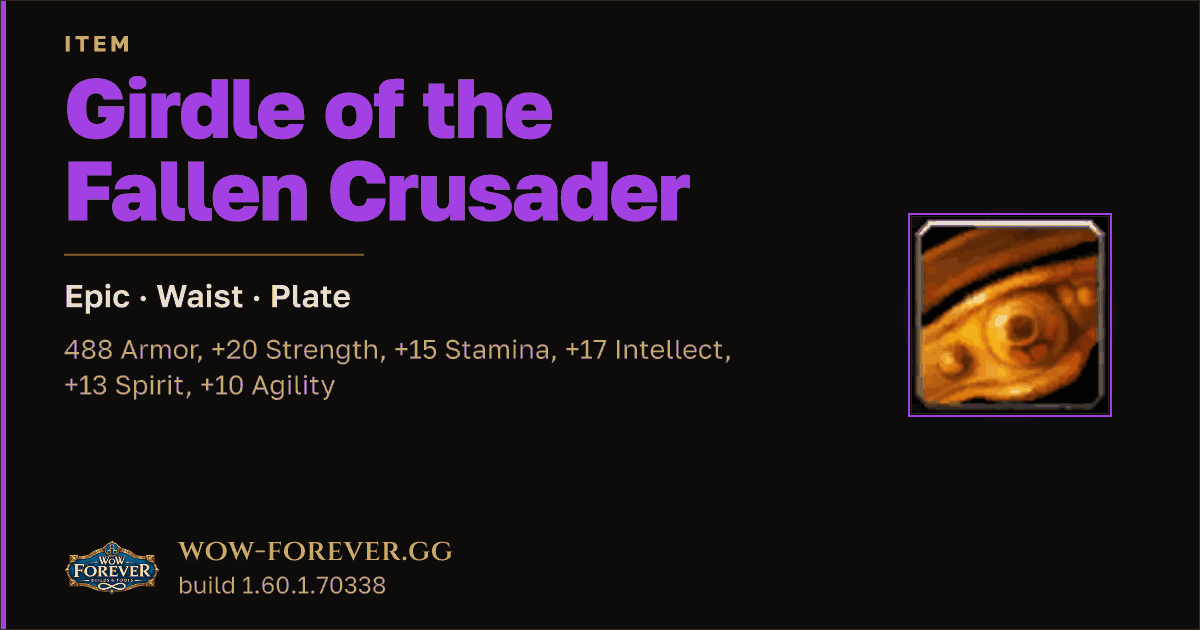 The preview card for Girdle of the Fallen Crusader
