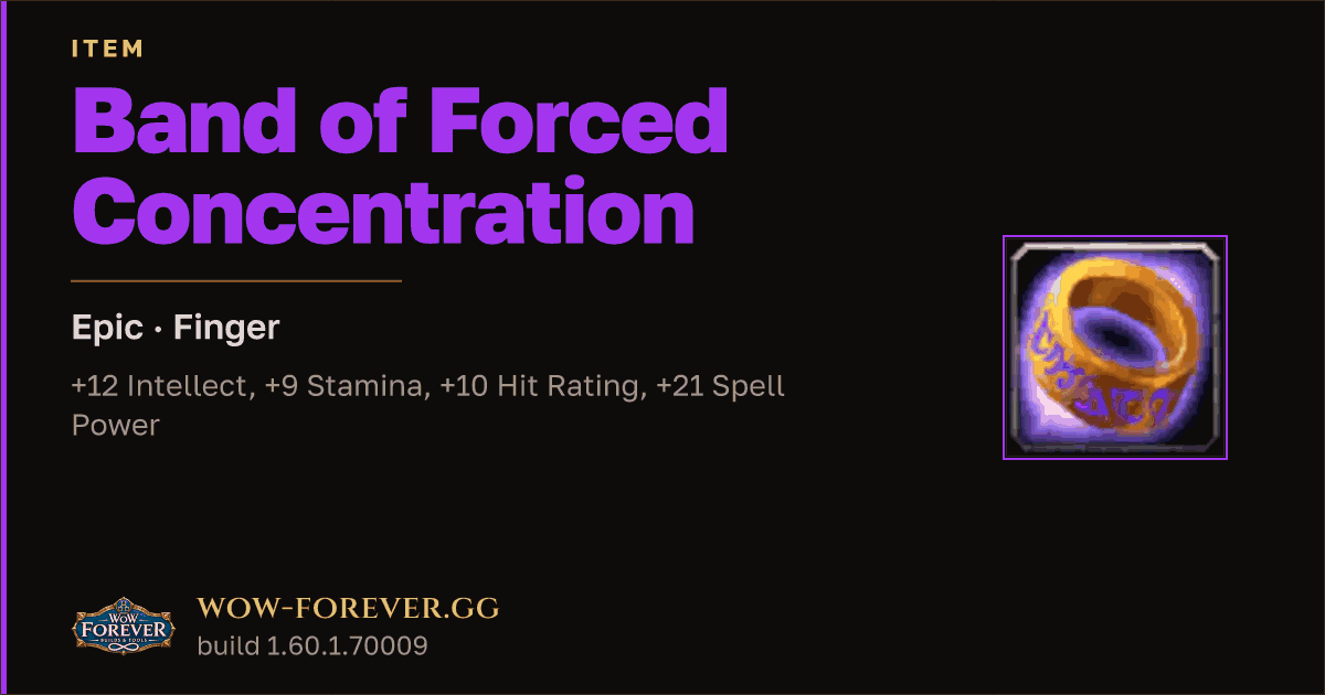 The preview card for Band of Forced Concentration - Epic Ring