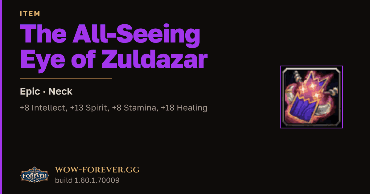 The preview card for The All-Seeing Eye of Zuldazar - Epic Necklace