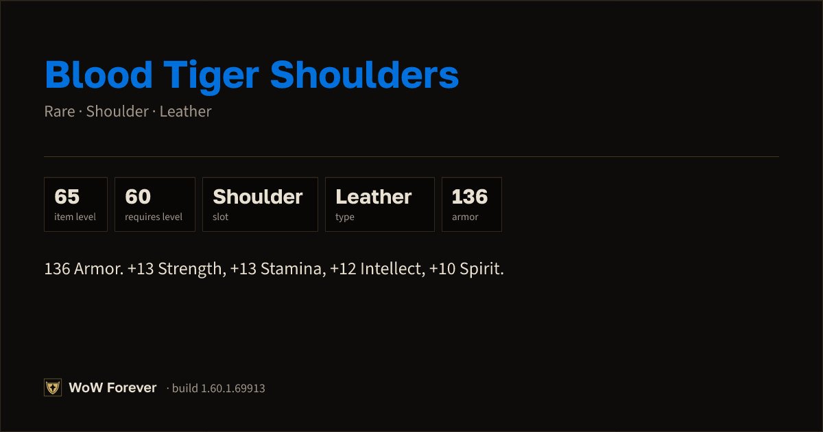 The preview card for Blood Tiger Shoulders - Rare Leather Shoulder