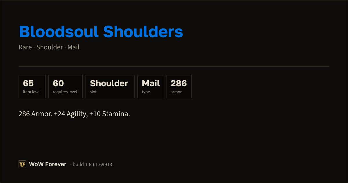 The preview card for Bloodsoul Shoulders - Rare Mail Shoulder