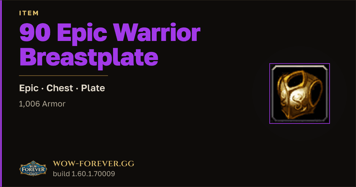The preview card for 90 Epic Warrior Breastplate - Epic Plate Chest
