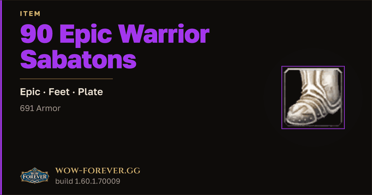 The preview card for 90 Epic Warrior Sabatons - Epic Plate Feet