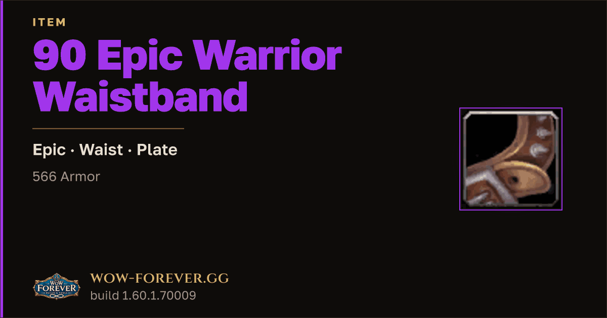 The preview card for 90 Epic Warrior Waistband - Epic Plate Waist