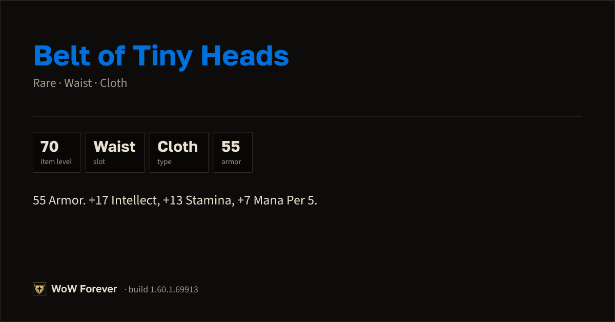 The preview card for Belt of Tiny Heads - Rare Cloth Waist