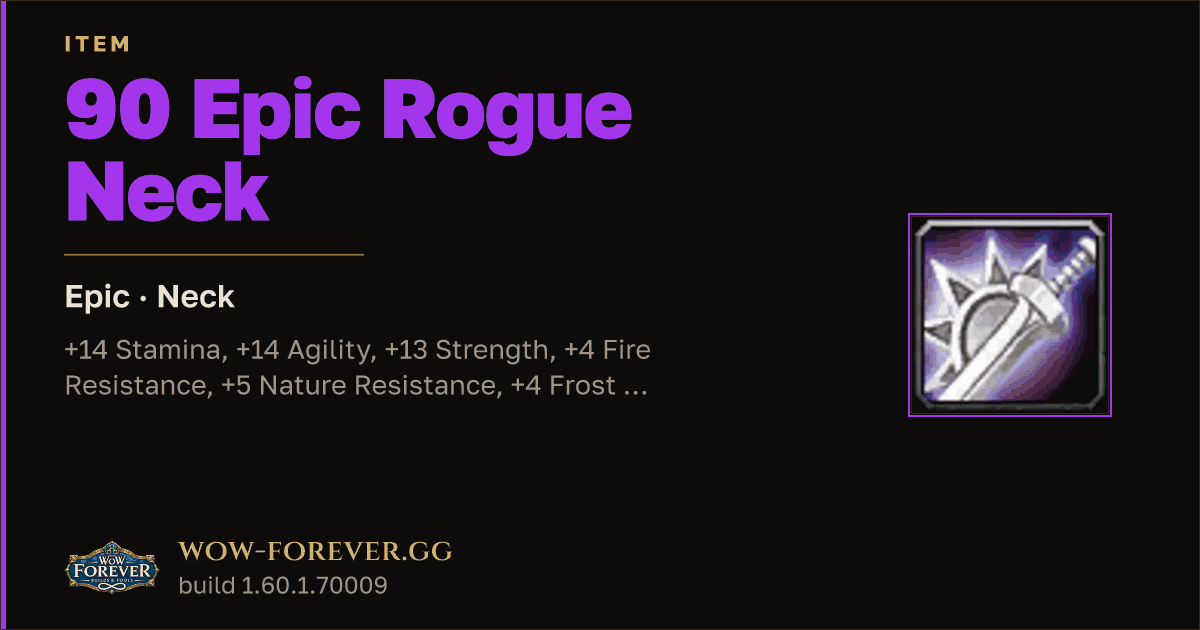 The preview card for 90 Epic Rogue Neck - Epic Necklace, Item Level 90