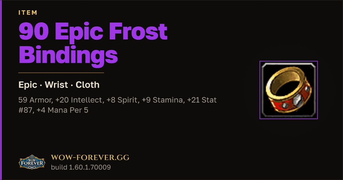 The preview card for 90 Epic Frost Bindings - Epic Cloth Wrist