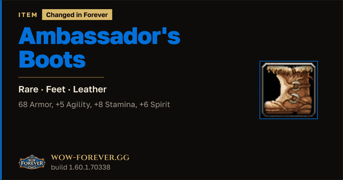 The preview card for Ambassador's Boots