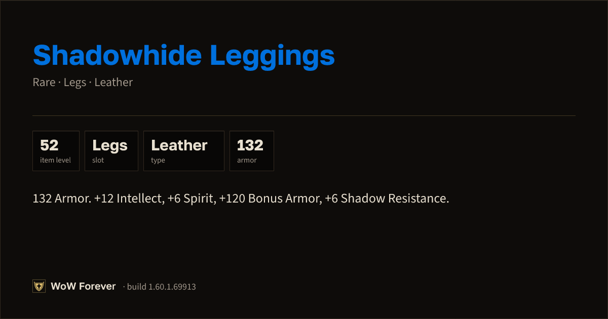 The preview card for Shadowhide Leggings - Rare Leather Legs