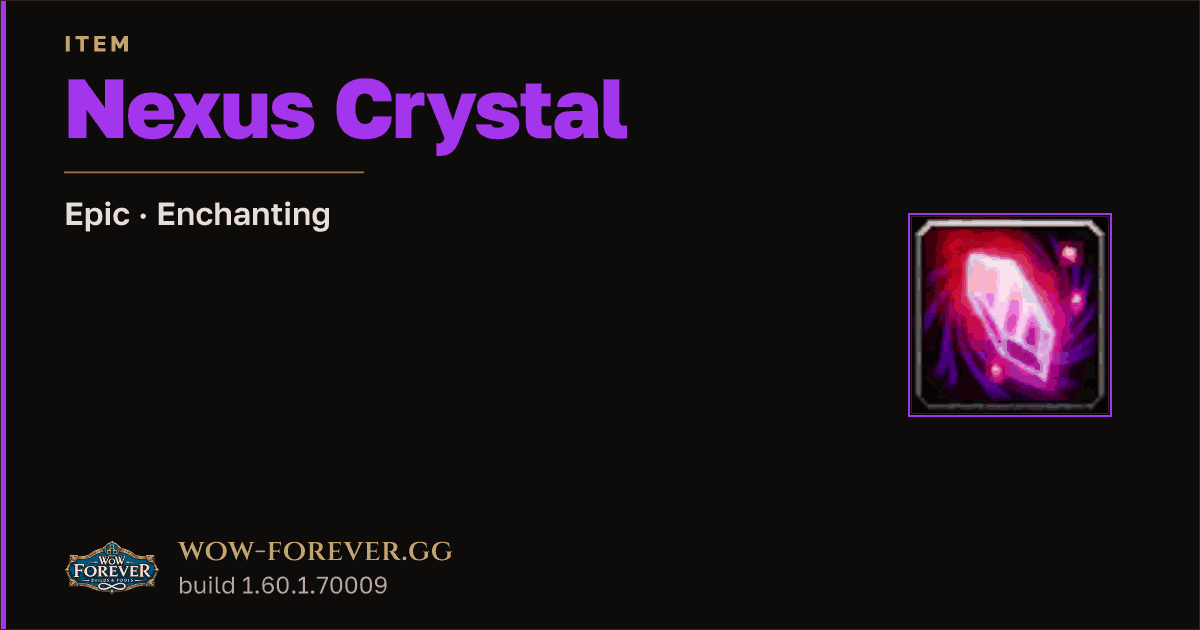 The preview card for Nexus Crystal - Epic Trade Good Used in 53 Recipes