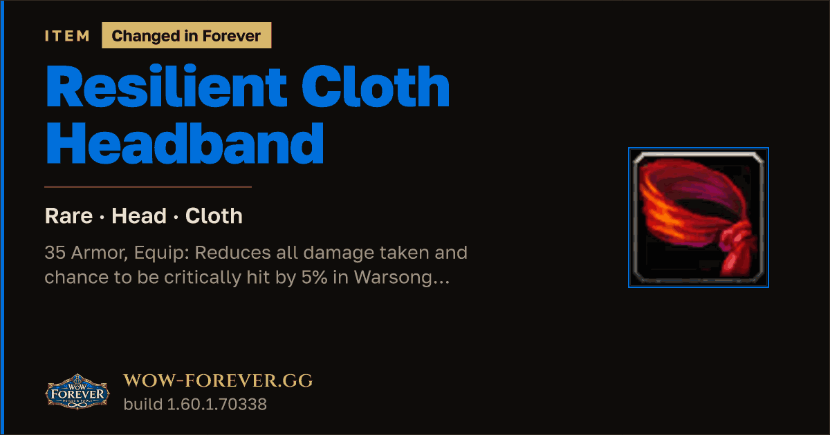 The preview card for Resilient Cloth Headband