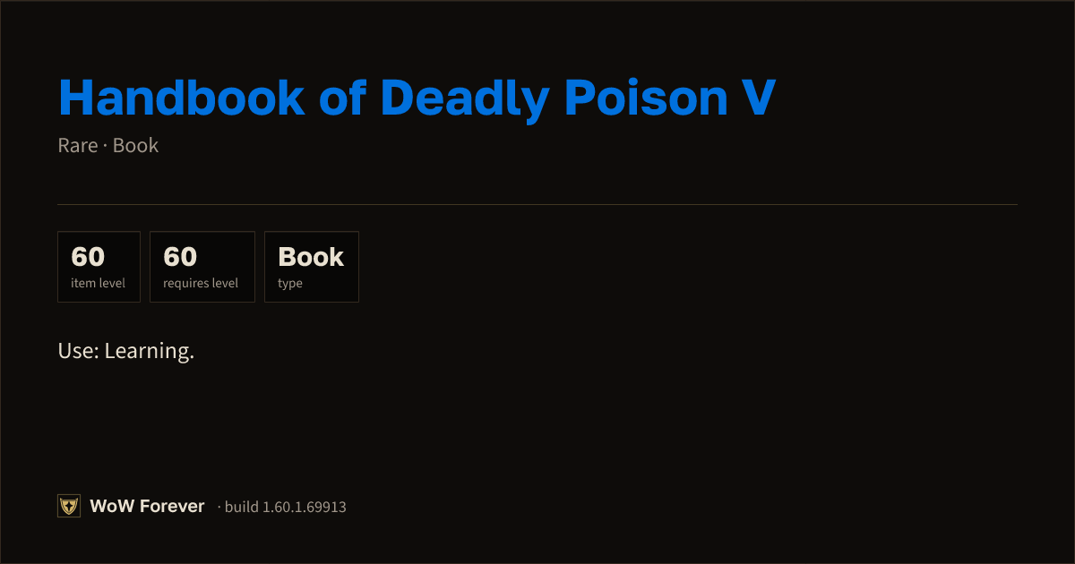 The preview card for Handbook of Deadly Poison V - Rare Book