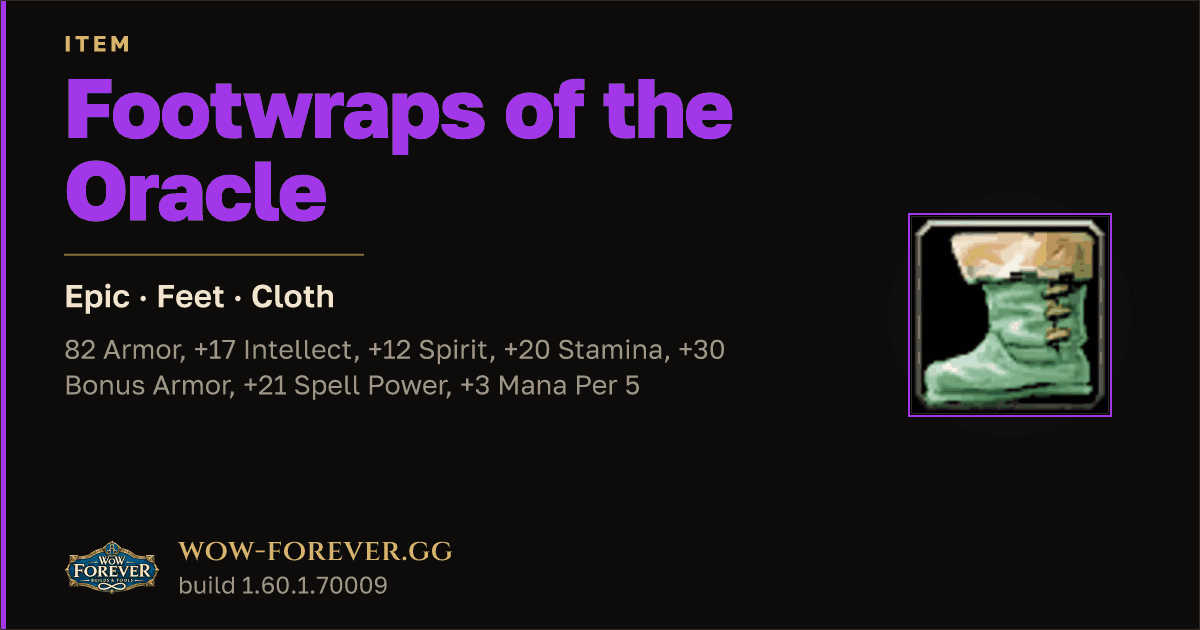 The preview card for Footwraps of the Oracle - Epic Cloth Feet
