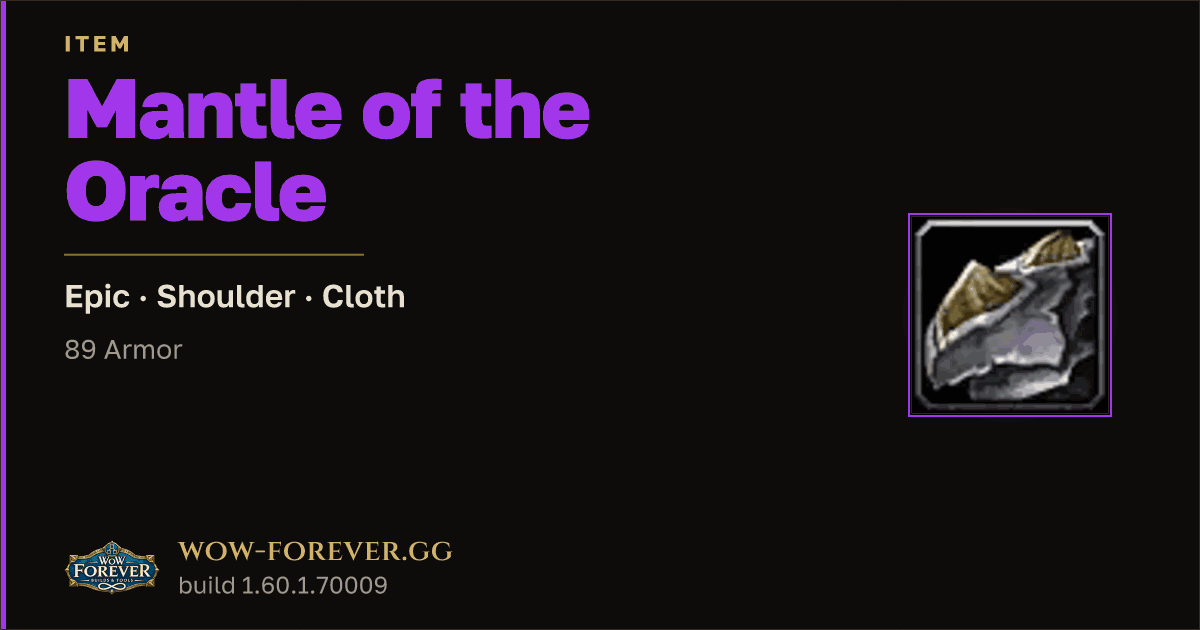 The preview card for Mantle of the Oracle - Epic Cloth Shoulder