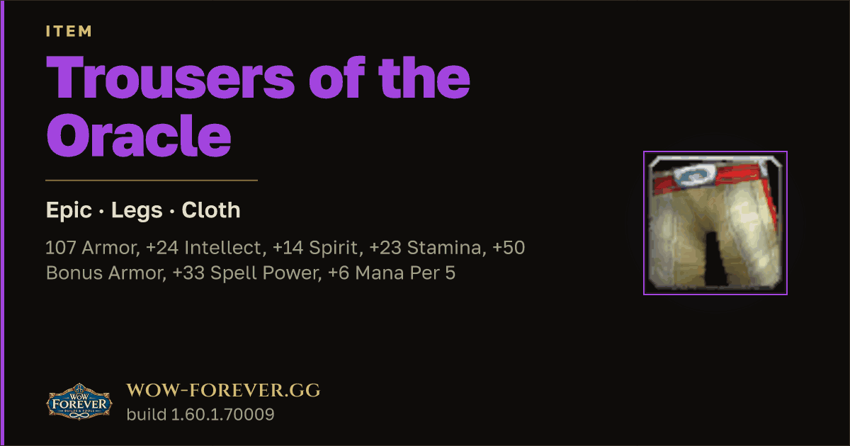 The preview card for Trousers of the Oracle - Epic Cloth Legs
