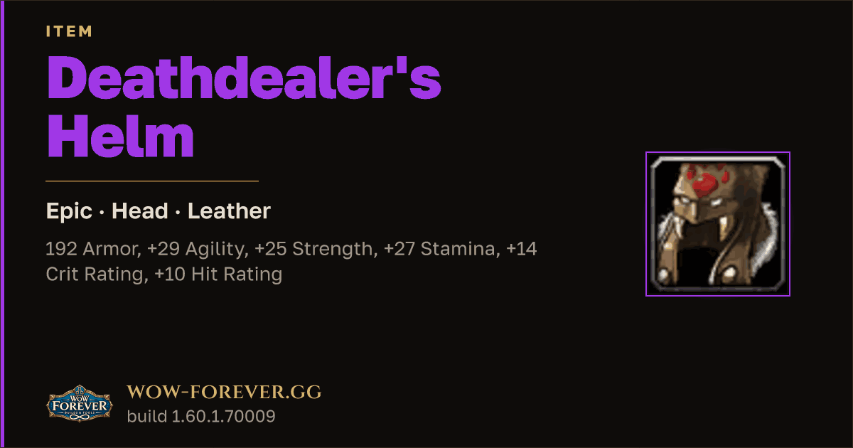 The preview card for Deathdealer's Helm - Epic Leather Head