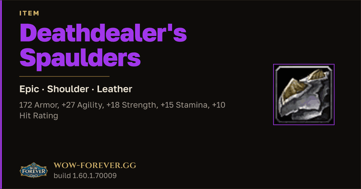 The preview card for Deathdealer's Spaulders - Epic Leather Shoulder
