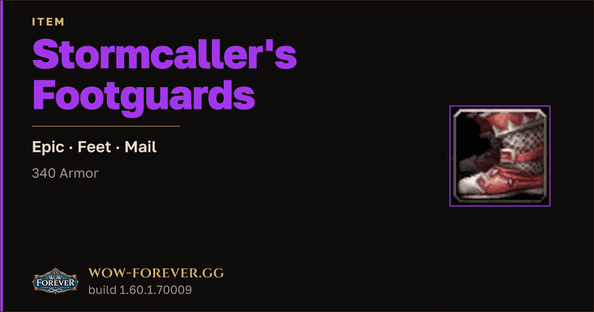 The preview card for Stormcaller's Footguards - Epic Mail Feet