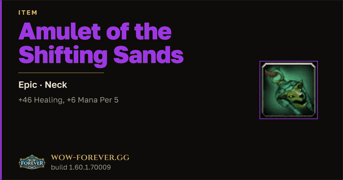 The preview card for Amulet of the Shifting Sands - Epic Necklace