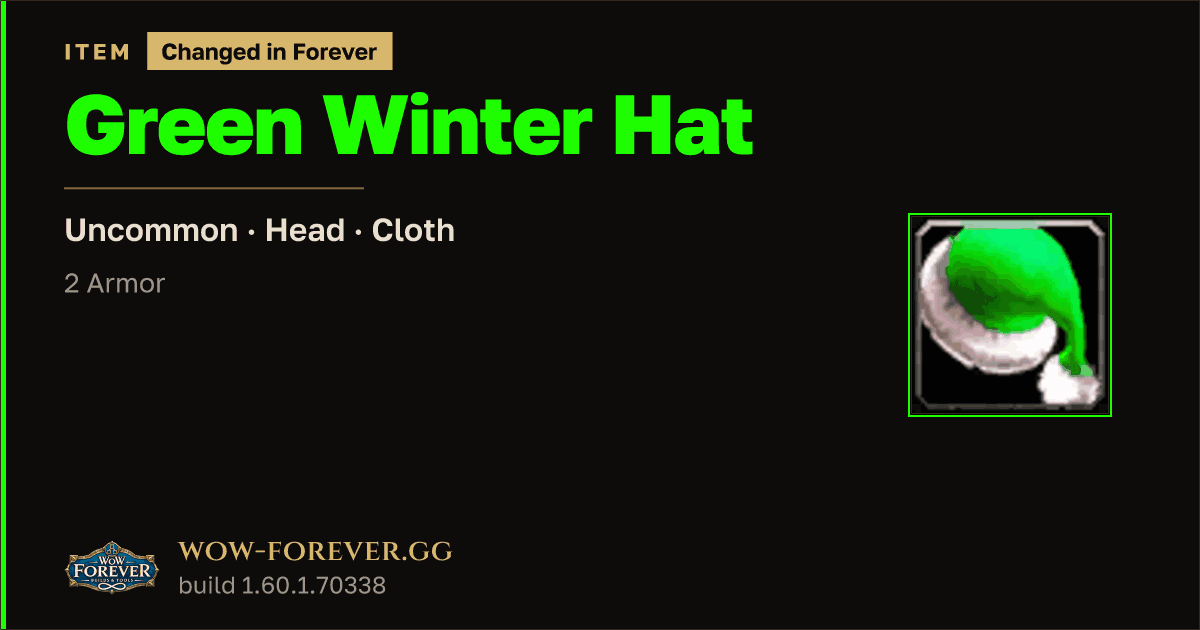 The preview card for Green Winter Hat