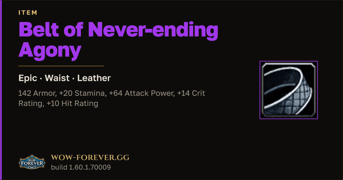 The preview card for Belt of Never-ending Agony - Epic Leather Waist