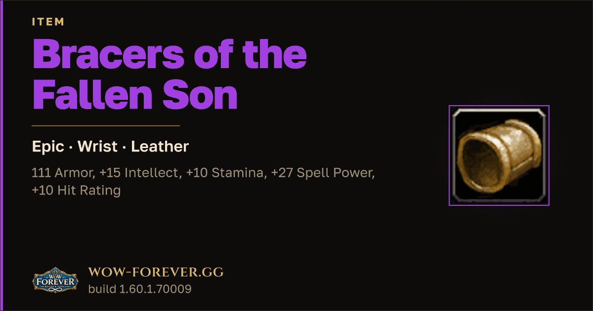 The preview card for Bracers of the Fallen Son - Epic Leather Wrist