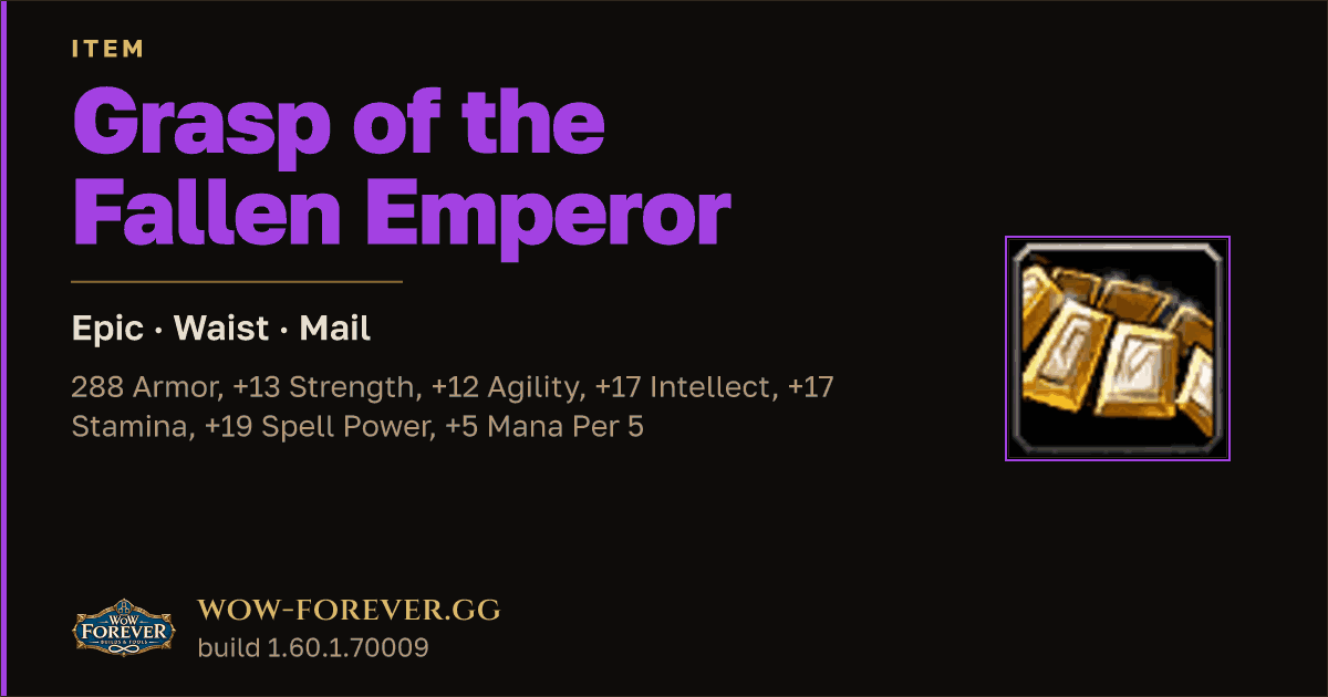 The preview card for Grasp of the Fallen Emperor - Epic Mail Waist