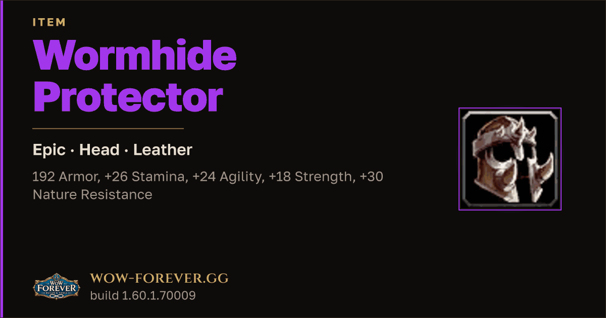 The preview card for Wormhide Protector - Epic Leather Head