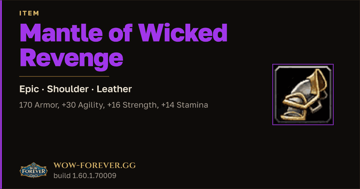 The preview card for Mantle of Wicked Revenge - Epic Leather Shoulder