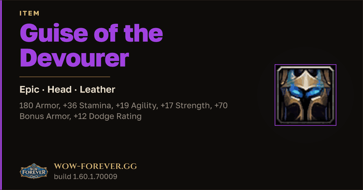 The preview card for Guise of the Devourer - Epic Leather Head
