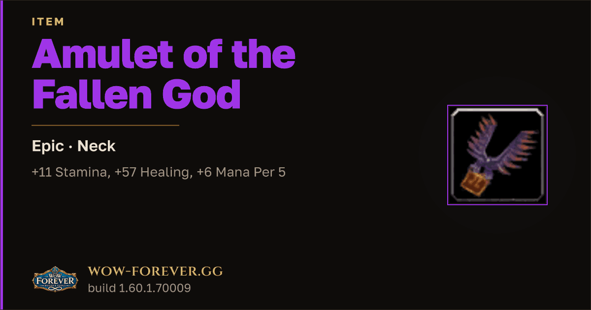The preview card for Amulet of the Fallen God - Epic Necklace