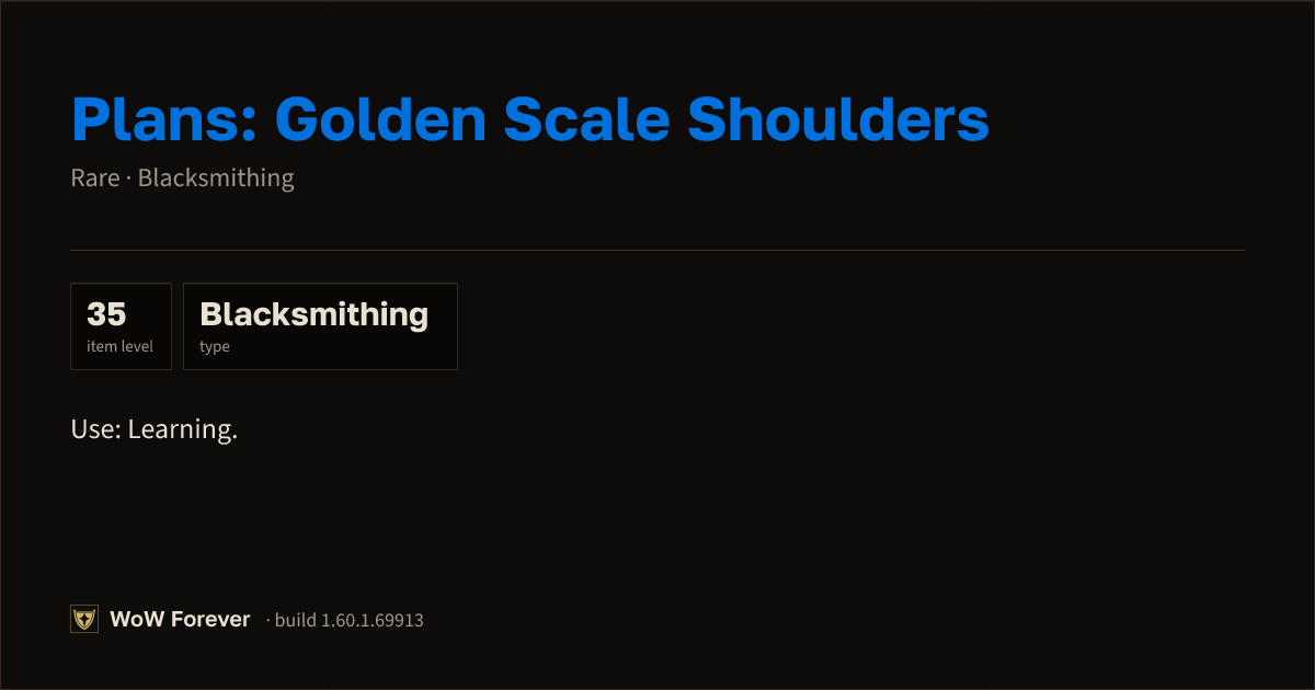 The preview card for Plans: Golden Scale Shoulders (ID 217284)